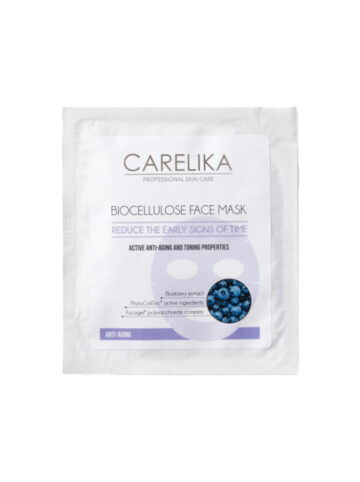 Биоцеллюлозная антивозрастная маска для лица с черникой CARELIKA Biocellulose Anti-Ageing Face and Neck Mask with Blueberry Extract